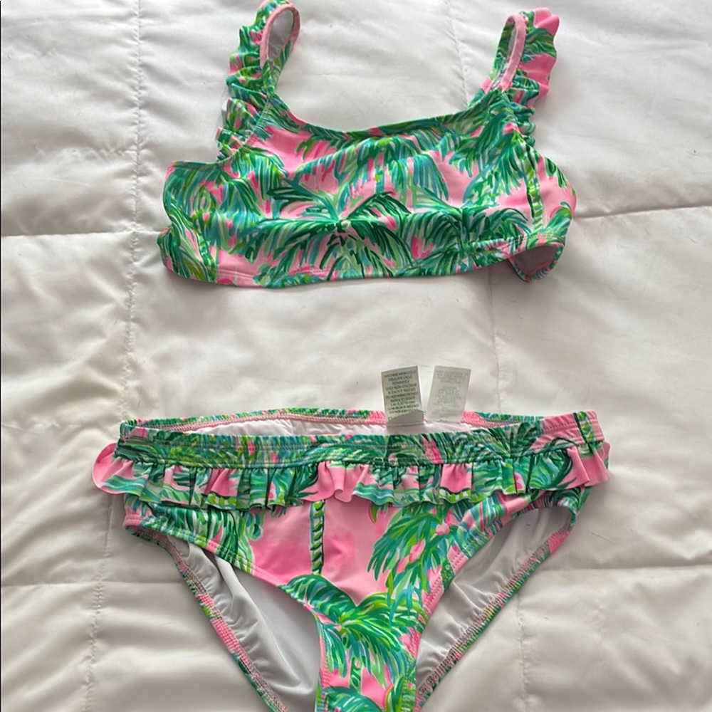 Lilly Pulitzer Pink and Green Bikini with Tropical Print